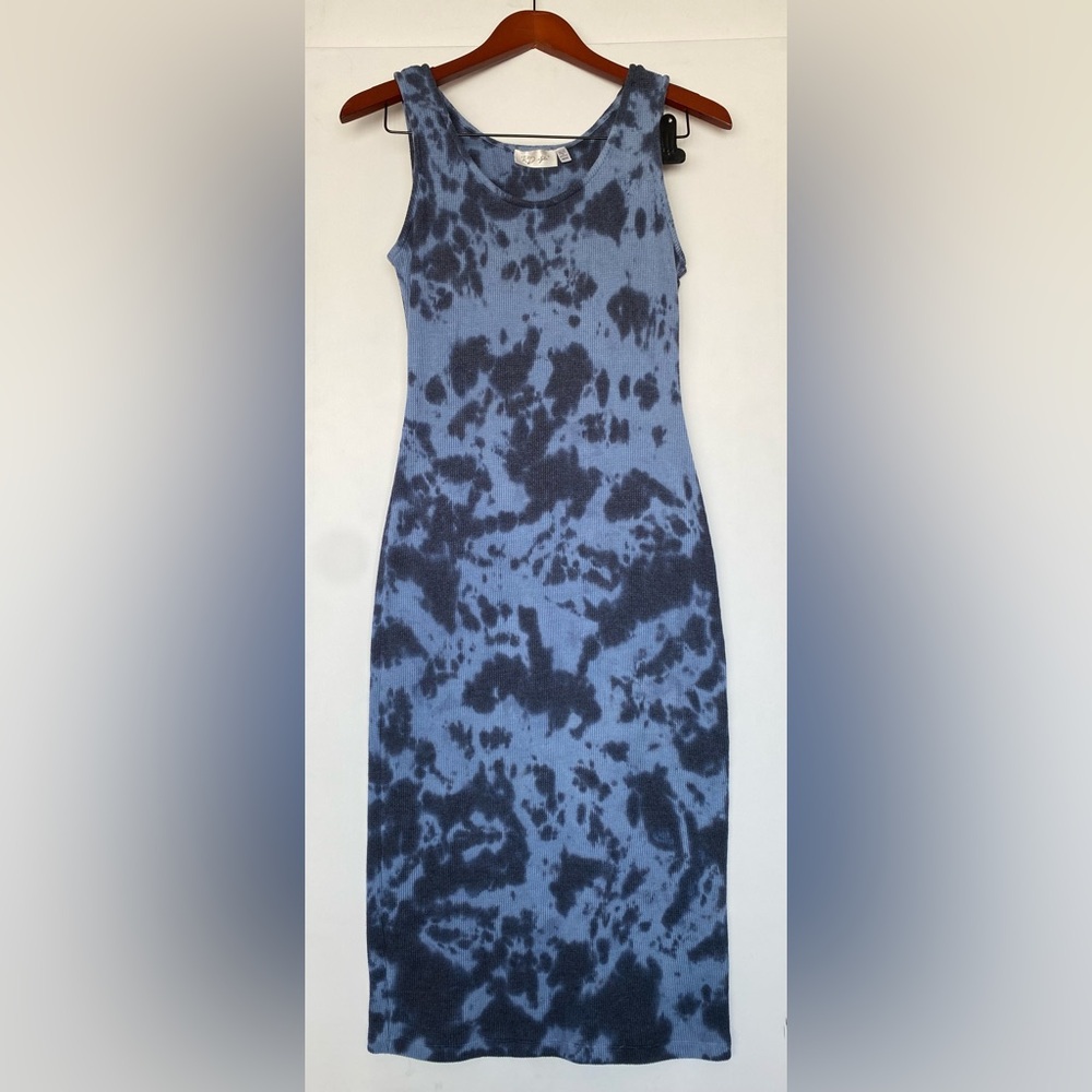 RD Style - Bodycon Maxi Blue / Black Tie Dye Sleeveless Dress - Size S - D10